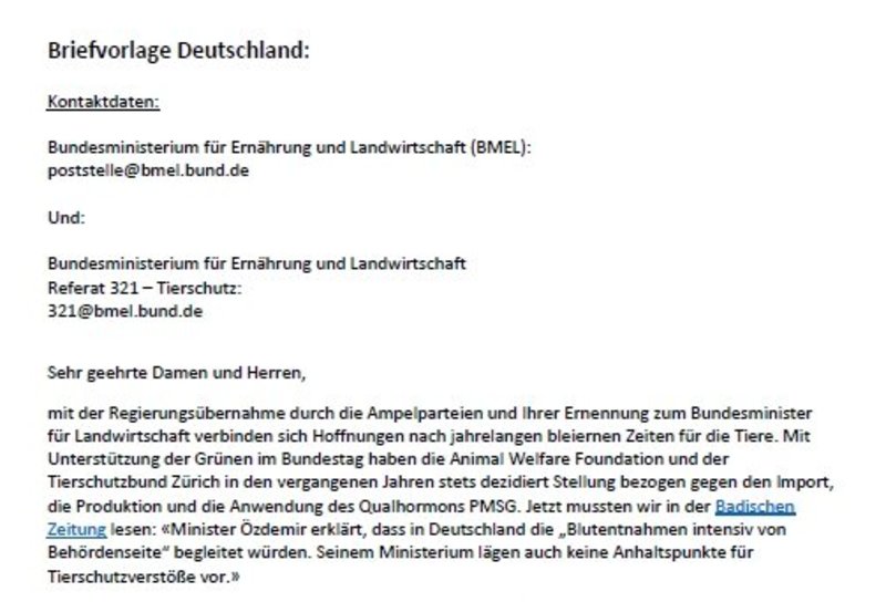 Briefvorlagen: Wir brauchen Ihre Unterstützung für ein Verbot von